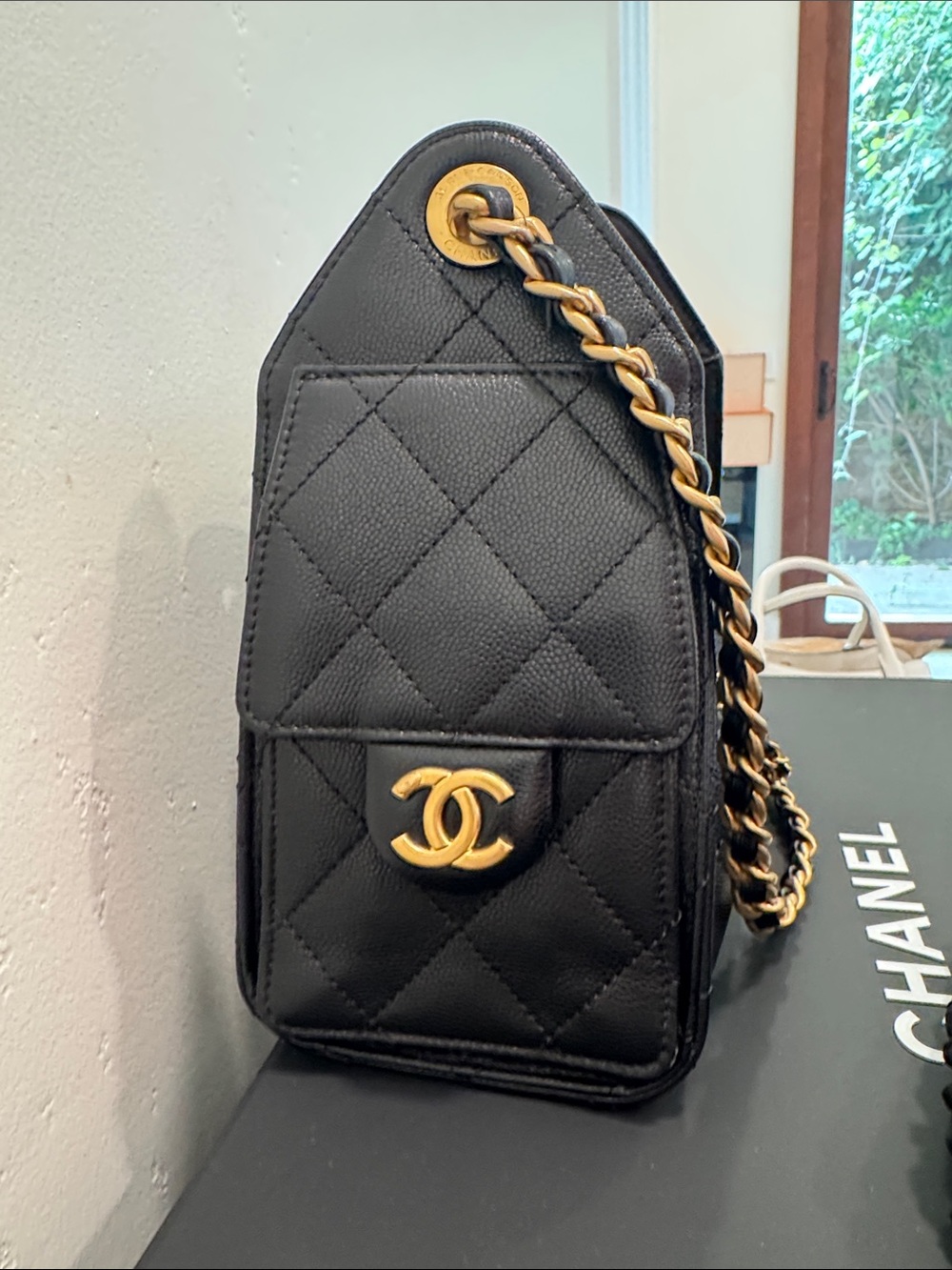 CHANEL 25 Mini Black Quilted Drawstring Shoulder Bag with Gold CC Hardware - Picture 4 of 7